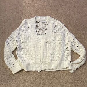 Woven Heart Ivory Open-Knit Cardigan and Cami Set